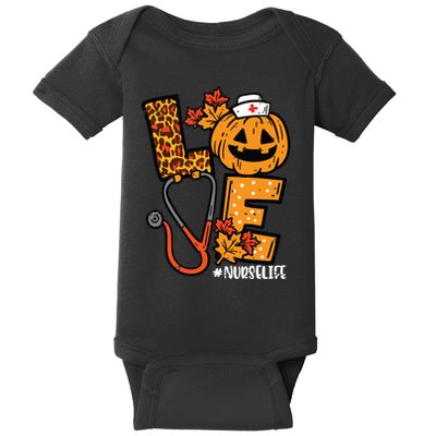 Leopard Pumpkin Nurse Halloween Costume Fall Scrub Top Women Baby Bodysuit