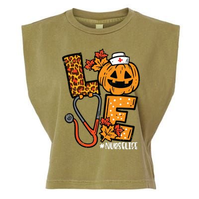 Leopard Pumpkin Nurse Halloween Costume Fall Scrub Top Women Garment-Dyed Women's Muscle Tee