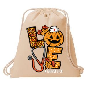 Leopard Pumpkin Nurse Halloween Costume Fall Scrub Top Women Drawstring Bag