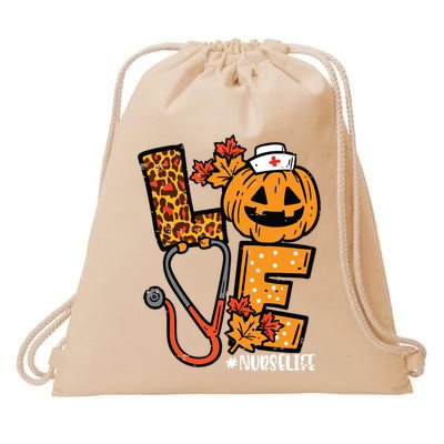 Leopard Pumpkin Nurse Halloween Costume Fall Scrub Top Women Drawstring Bag