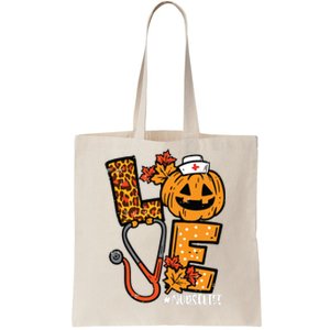 Leopard Pumpkin Nurse Halloween Costume Fall Scrub Top Women Tote Bag