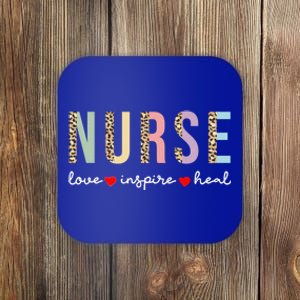 Leopard Print Nurse Love Inspire Heal Cool Gift Coaster