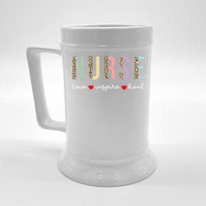 Leopard Print Nurse Love Inspire Heal Cool Gift Beer Stein