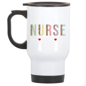 Leopard Print Nurse Love Inspire Heal Cool Gift Stainless Steel Travel Mug