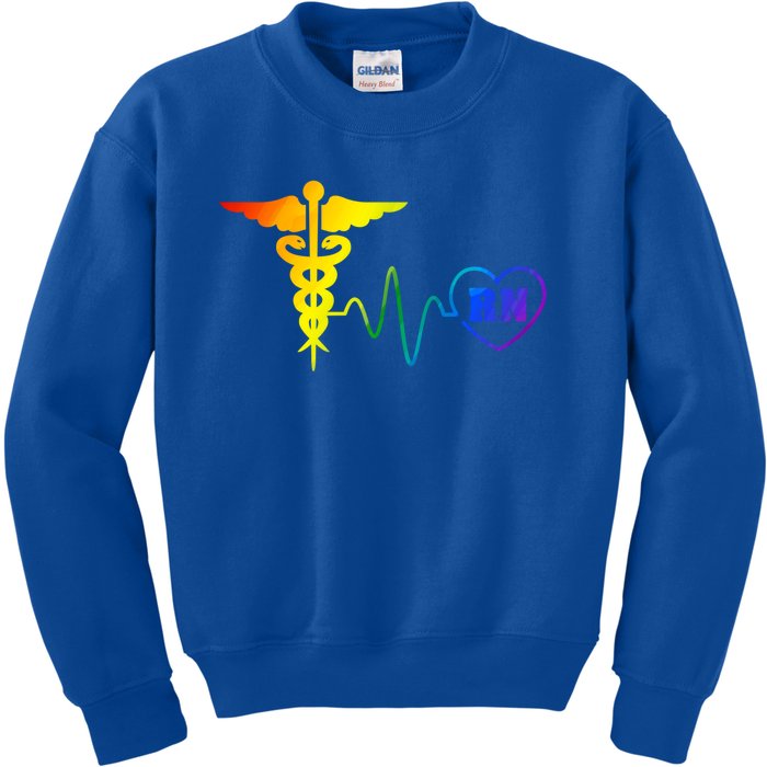 Lgbt Pride Nurse Rn Heartbeat Gay Lesbian Love Rainbow Flag Cute Gift Kids Sweatshirt