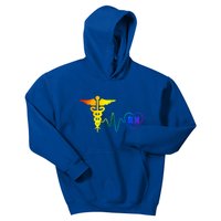 Lgbt Pride Nurse Rn Heartbeat Gay Lesbian Love Rainbow Flag Cute Gift Kids Hoodie