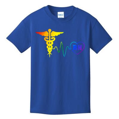 Lgbt Pride Nurse Rn Heartbeat Gay Lesbian Love Rainbow Flag Cute Gift Kids T-Shirt