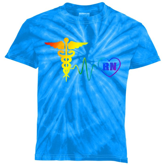 Lgbt Pride Nurse Rn Heartbeat Gay Lesbian Love Rainbow Flag Cute Gift Kids Tie-Dye T-Shirt