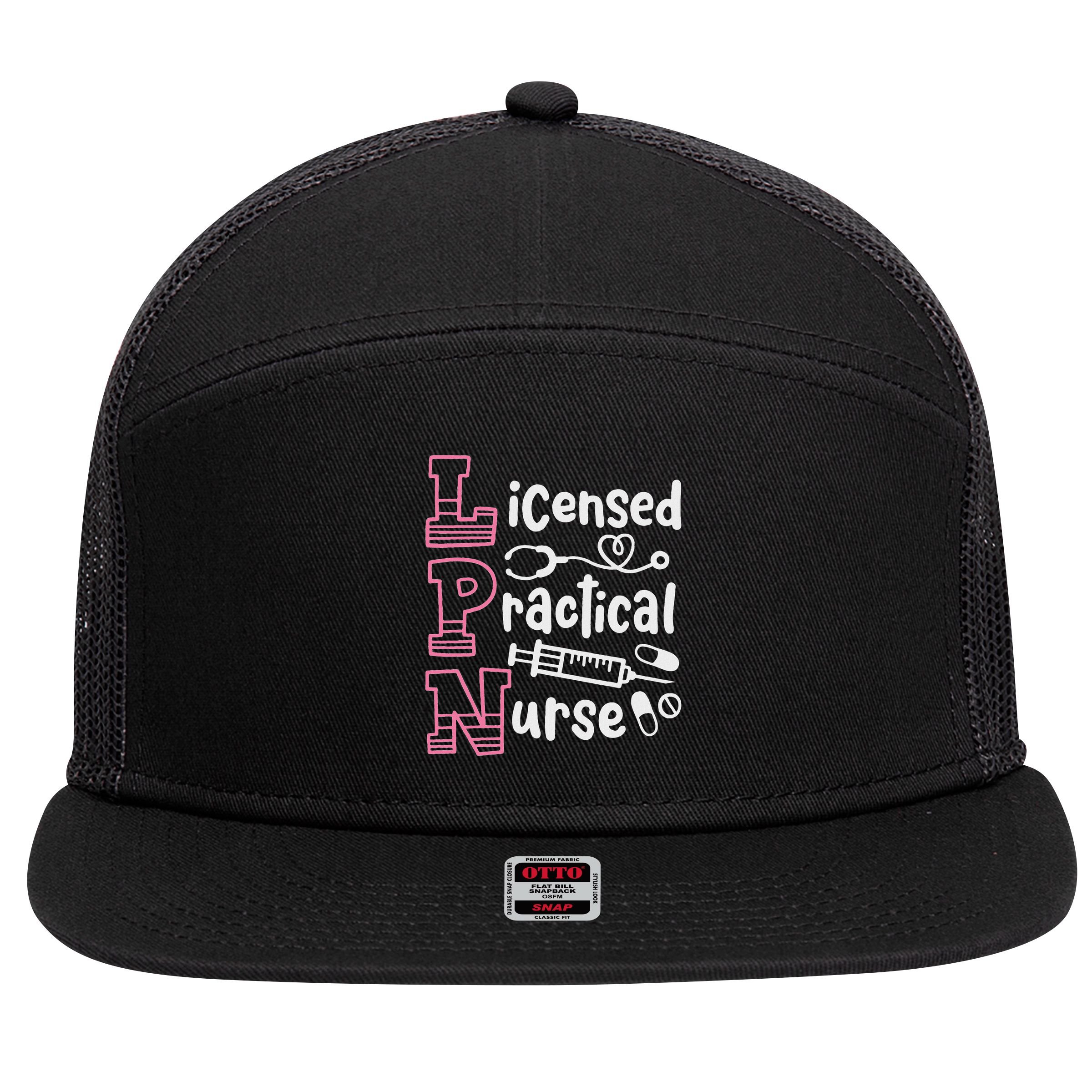 Lpn Practical Nurse Lpn 7 Panel Mesh Trucker Snapback Hat