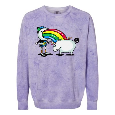 Leprechaun Puking On A Unicorn Colorblast Crewneck Sweatshirt