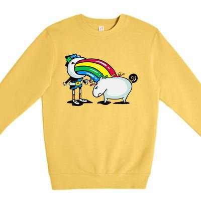 Leprechaun Puking On A Unicorn Premium Crewneck Sweatshirt