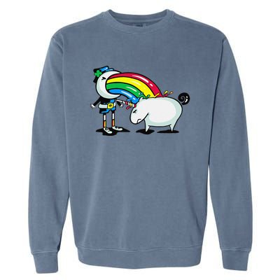 Leprechaun Puking On A Unicorn Garment-Dyed Sweatshirt