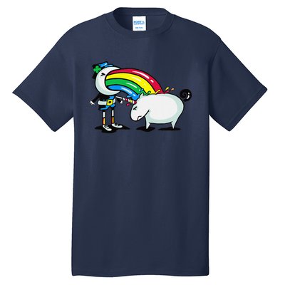 Leprechaun Puking On A Unicorn Tall T-Shirt