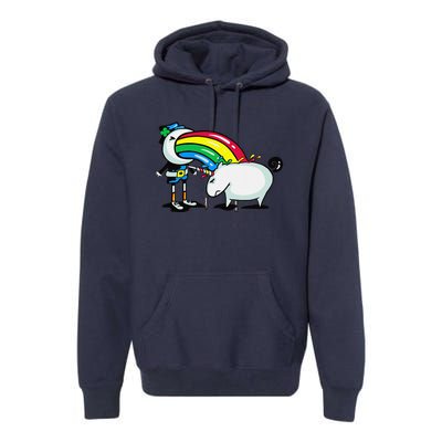 Leprechaun Puking On A Unicorn Premium Hoodie