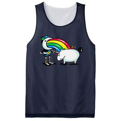 Leprechaun Puking On A Unicorn Mesh Reversible Basketball Jersey Tank