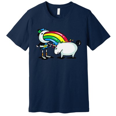 Leprechaun Puking On A Unicorn Premium T-Shirt