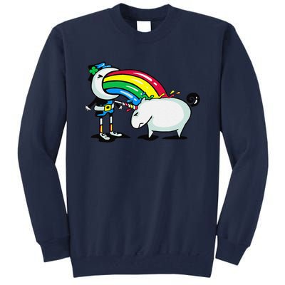 Leprechaun Puking On A Unicorn Tall Sweatshirt