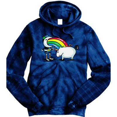 Leprechaun Puking On A Unicorn Tie Dye Hoodie