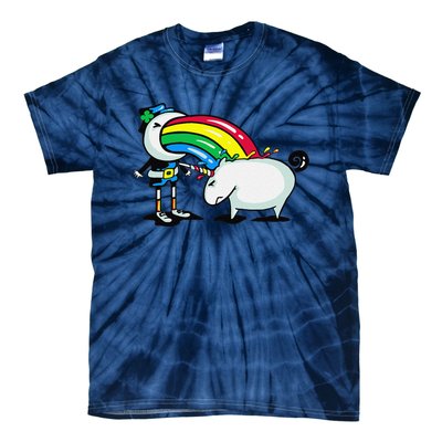 Leprechaun Puking On A Unicorn Tie-Dye T-Shirt