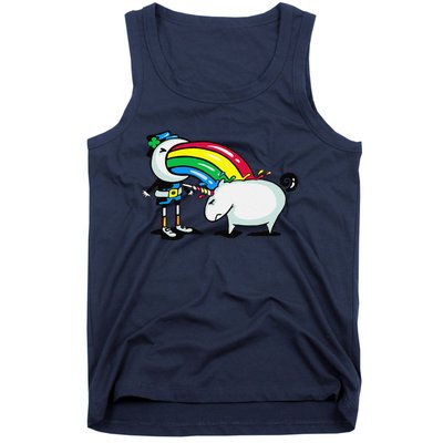 Leprechaun Puking On A Unicorn Tank Top