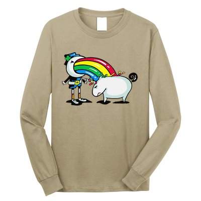 Leprechaun Puking On A Unicorn Long Sleeve Shirt