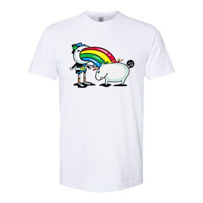 Leprechaun Puking On A Unicorn Softstyle CVC T-Shirt