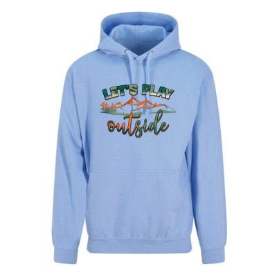 Lets Play Outside Camping Hiking Mountain Gift Unisex Surf Hoodie