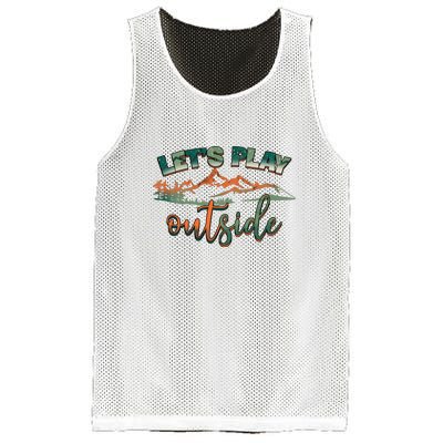 Lets Play Outside Camping Hiking Mountain Gift Mesh Reversible Basketball Jersey Tank