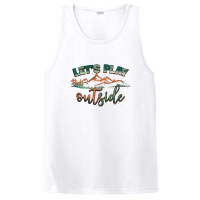 Lets Play Outside Camping Hiking Mountain Gift PosiCharge Competitor Tank