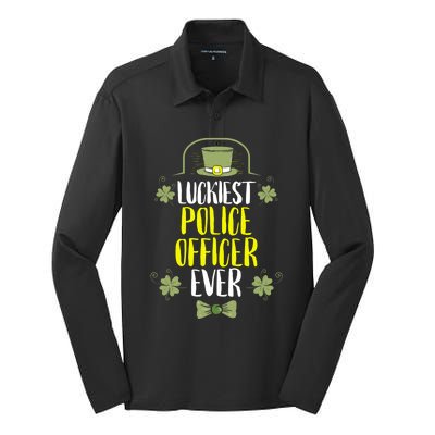 Luckiest Police Officer Ever St Patricks Day Police Officers Gift Silk Touch Performance Long Sleeve Polo