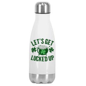 Lucky Pot Of Gold Let's Get Lucked Up St Patricks Day Stainless Steel Insulated Water Bottle