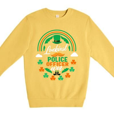 Luckiest Police Officer Ever Shamrock Top Hat St Patricks Da Gift Premium Crewneck Sweatshirt