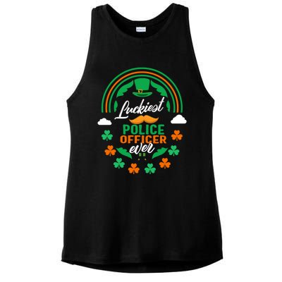 Luckiest Police Officer Ever Shamrock Top Hat St Patricks Da Gift Ladies PosiCharge Tri-Blend Wicking Tank