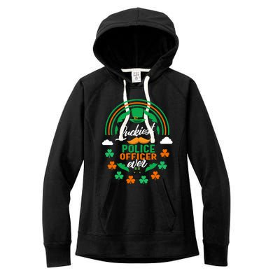 Luckiest Police Officer Ever Shamrock Top Hat St Patricks Da Gift Women's Fleece Hoodie