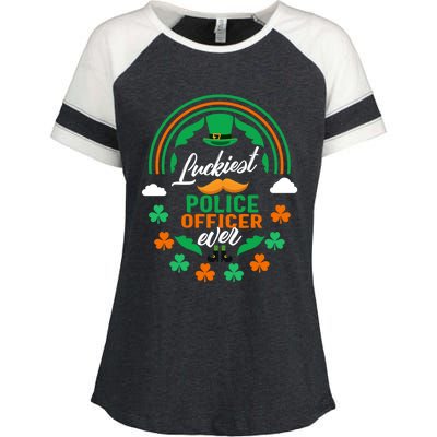 Luckiest Police Officer Ever Shamrock Top Hat St Patricks Da Gift Enza Ladies Jersey Colorblock Tee