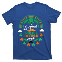 Luckiest Police Officer Ever Shamrock Top Hat St Patricks Da Gift T-Shirt