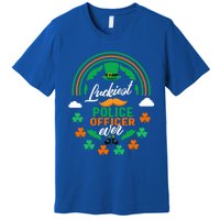 Luckiest Police Officer Ever Shamrock Top Hat St Patricks Da Gift Premium T-Shirt