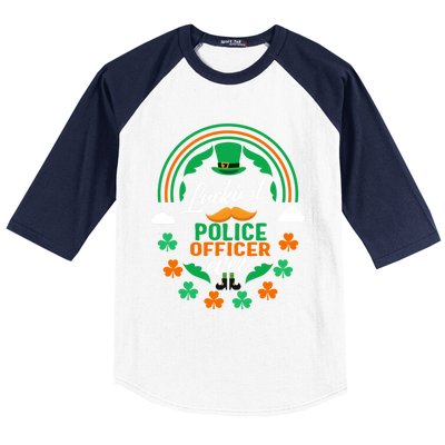 Luckiest Police Officer Ever Shamrock Top Hat St Patricks Da Gift Baseball Sleeve Shirt