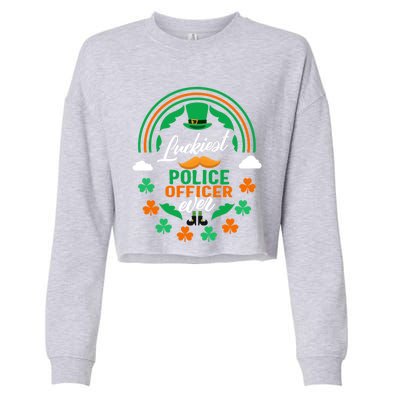 Luckiest Police Officer Ever Shamrock Top Hat St Patricks Da Gift Cropped Pullover Crew