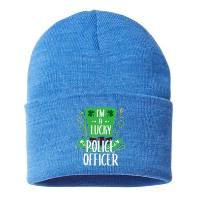 Lucky Police Officer St Patrick's Day Police Officers Cool Gift Sustainable Knit Beanie