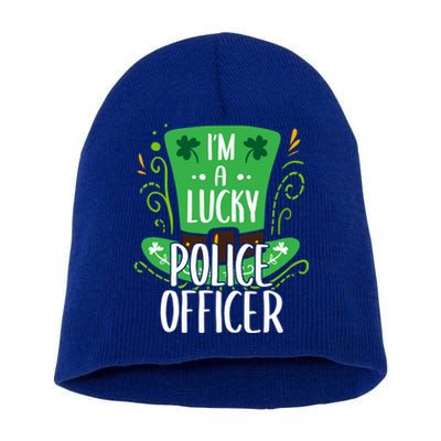 Lucky Police Officer St Patrick's Day Police Officers Cool Gift Short Acrylic Beanie