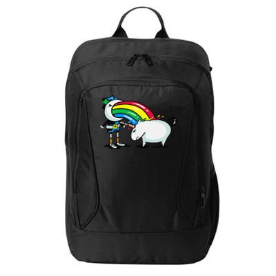 Leprechaun Puking On A Unicorn City Backpack