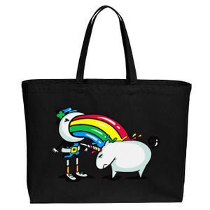 Leprechaun Puking On A Unicorn Cotton Canvas Jumbo Tote