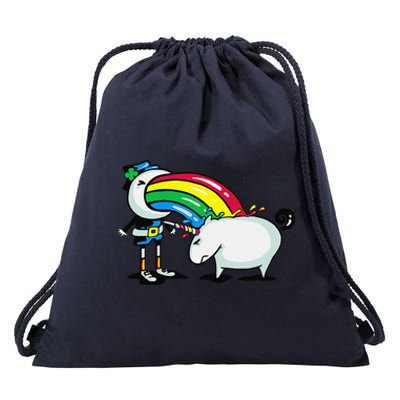 Leprechaun Puking On A Unicorn Drawstring Bag