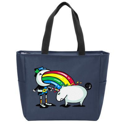 Leprechaun Puking On A Unicorn Zip Tote Bag