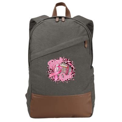 Leopard Pink Out Football Tackle Breast Cancer Warrior Girls Cool Gift Cotton Canvas Backpack