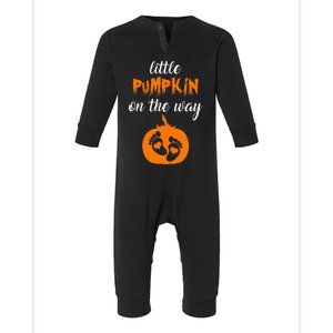 Little Pumpkin On The Way Cute Pumpkin Graphic Pregnancy Infant Fleece One Piece