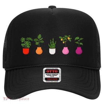 Lesbian Plants Pride Flag Sapphic Art Wlw Subtle Queer High Crown Mesh Back Trucker Hat