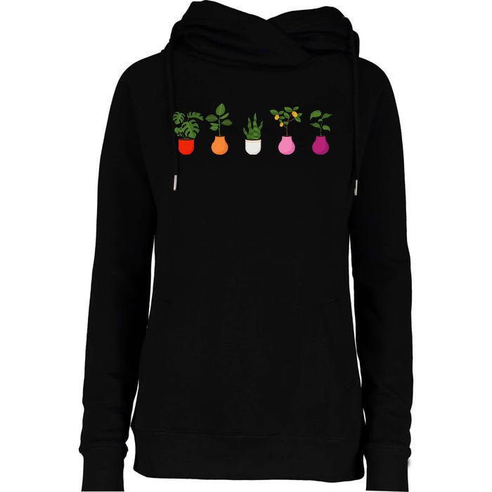 Lesbian Plants Pride Flag Sapphic Art Wlw Subtle Queer Womens Funnel Neck Pullover Hood