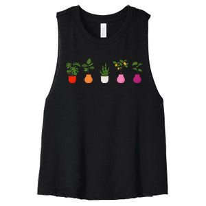 Lesbian Plants Pride Flag Sapphic Art Wlw Subtle Queer Women's Racerback Cropped Tank